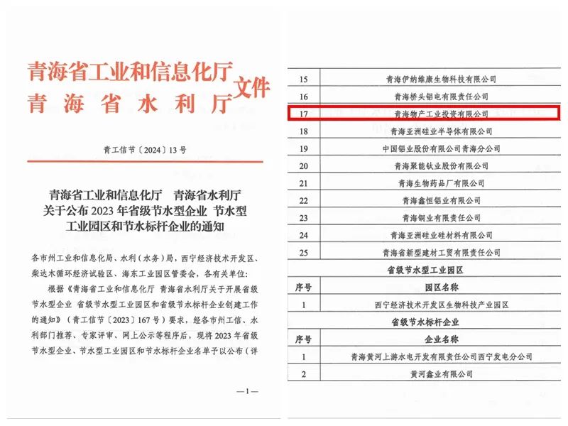 建設(shè)節(jié)水企業(yè) 共筑綠色未來&mdash;&mdash;物產(chǎn)工投公司成功獲得&ldquo;青海省節(jié)水型企業(yè)&rdquo;認定